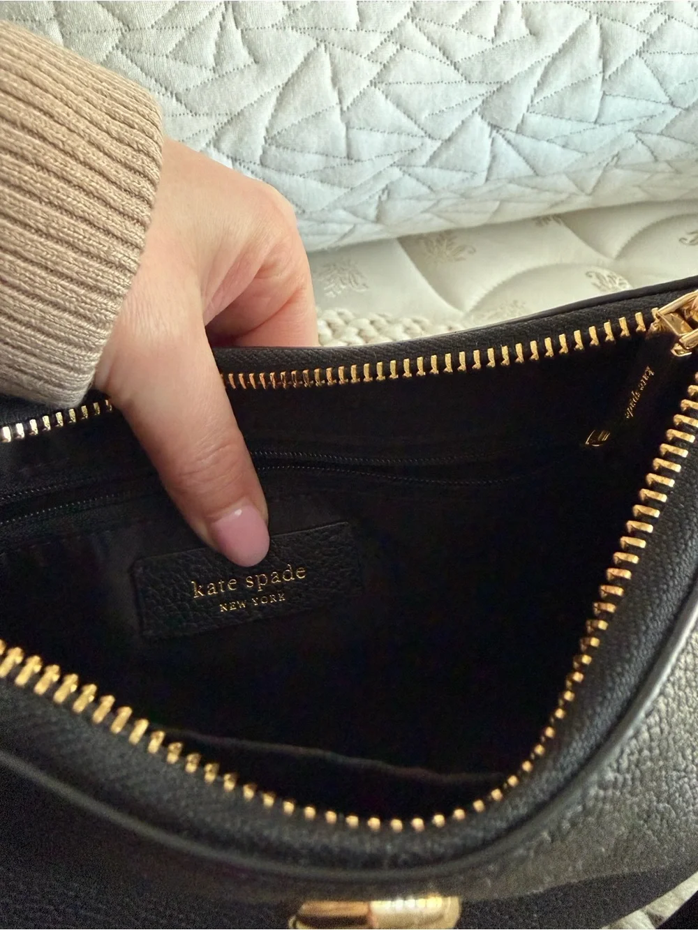 kate spade Black Crossbody Bag with Gold Accents